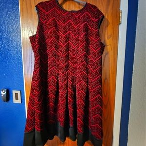 Red Dress with Black Velvet Details 24W